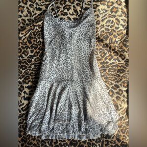 Ardene Leopard Print Mini Slip Dress with Ruffle Hem